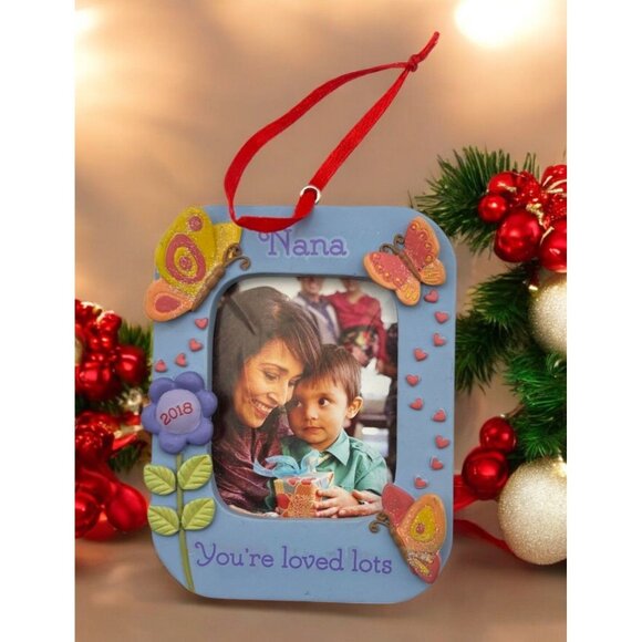 Hallmark Grandma Photo Christmas Tree Ornament 2018 Nana Butterflies Flowers - Picture 1 of 7
